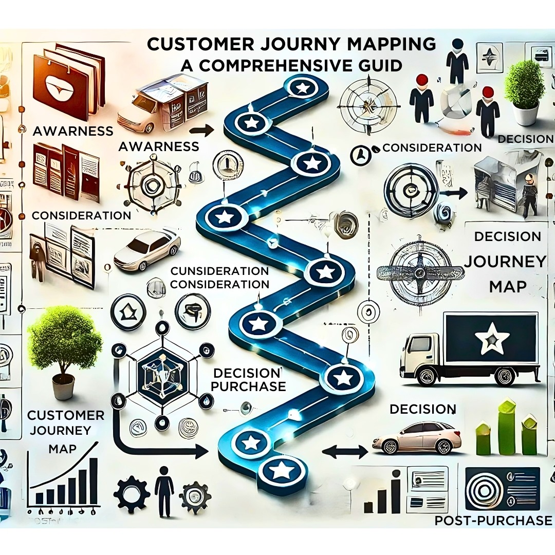 professional and visually engaging cover image representing 'Customer Journey Mapping_ A Comprehensive Guide'.